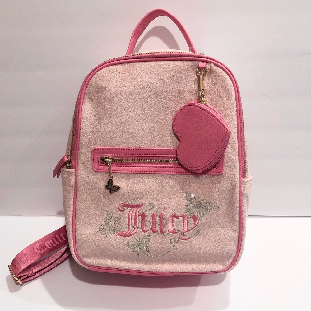 Juicy Couture Pink and Light Pink Mini Backpack with Heart Charm